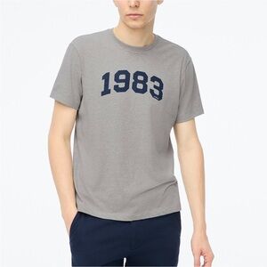 NWT J. Crew Heathered Grey 1983 graphic crewneck cotton blend tee Sz L Sold Out
